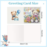6pcs Diamond Painting Kit Greeting Card, Birthday Bear 5D DIY Diamond Handmade Holiday Greeting Card with Envelope, Christmas Gift Congratulation