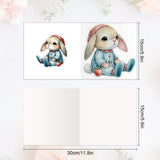 6pcs Diamond Painting Kit Greeting Card, Rabbit 5D DIY Diamond Handmade Holiday Greeting Card with Envelope, Christmas Gift Congratulations