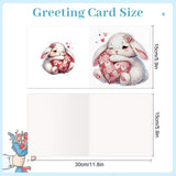 6pcs Diamond Painting Kit Greeting Card, Love Bunny 5D DIY Diamond Handmade Holiday Greeting Card with Envelope, Christmas Gift Congratulation