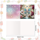 8 Pieces Flower Butterfly Diamond Art Painted Greeting Cards, 5D DIY Special Shape Diamond Creative Gifts, Greeting Card Sets Gifts Birthday Thanksgiving Greeting Card Congratulations