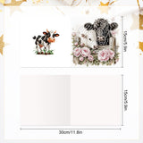 6pcs Diamond Painting Kit Greeting Card, Cow 5D DIY Diamond Handmade Holiday Greeting Card with Envelope, Christmas Gift Congratulation