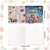 8 pcs Diamond Art Painted Greeting Card, Santa Gift Puppy 5D DIY Special Shape Diamond Card Creative Gift, Christmas Thanksgiving Greeting Card Congratulation