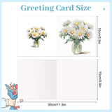 6pcs Diamond Painting Kit Greeting Card, White Chrysanthemum 5D DIY Diamond Handmade Holiday Greeting Card with Envelope, Christmas Gift Congratulation
