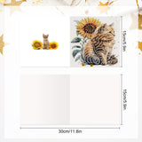 6pcs Diamond Painting Kit Greeting Card, Cat Sunflower 5D DIY Diamond Handmade Holiday Greeting Card with Envelope, Christmas Gift Congratulation