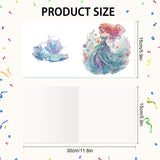 6pcs Diamond Painting Kit Greeting Card, Mermaid 5D DIY Diamond Handmade Holiday Greeting Card with Envelope, Christmas Gift Congratulation