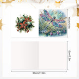6pcs Diamond Art Painting Kit Greeting Card, Dragonfly 5D DIY Special Shape Diamond Greeting Card Creative Gifts, Christmas Thanksgiving Greeting Card Congratulation