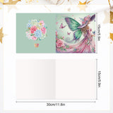 6 pcs Diamond Art Painted Greeting Card, Butterfly Lady 5D DIY Special Shape Diamond Card Creative Gift, Christmas Thanksgiving Greeting Card Congratulation