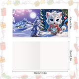 8pcs Diamond Art Painting Greeting Card, Bear, Dog, Cat Animals 5D DIY Special Shape Diamond Creative Gift, Greeting Card Set Gift Birthday Thanksgiving Greeting Card Congratulation