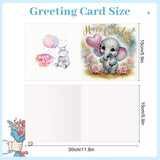 6pcs Diamond Painting Kit Greeting Card, Little Elephant Fawn 5D DIY Diamond Handmade Holiday Greeting Card with Envelope, Christmas Gift Congratulations