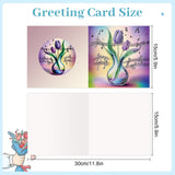 6pcs Diamond Painting Kit Greeting Card, Note Flower 5D DIY Diamond Handmade Holiday Greeting Card with Envelope, Christmas Gift Congratulation
