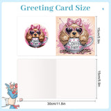 6pcs Diamond Painting Kit Greeting Card, Puppy 5D DIY Diamond Handmade Holiday Greeting Card with Envelope, Christmas Gift Congratulation