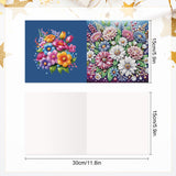 6 pcs Diamond Art Painted Greeting Card, Leopard in Flower 5D DIY Special Shape Diamond Card Creative Gift, Christmas Thanksgiving Greeting Card Congratulation