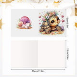 6 pcs Diamond Art Painted Greeting Card, Beach Turtle 5D DIY Special Shape Diamond Card Creative Gift, Christmas Thanksgiving Greeting Card Congratulation