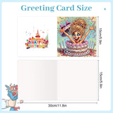 6pcs Diamond Painting Kit Greeting Card, Quirky Ladies 5D DIY Diamond Handmade Holiday Greeting Card with Envelope, Christmas Gift Congratulation