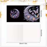 6 pcs Diamond Art Painted Greeting Card, Moon Moon 5D DIY Special Shape Diamond Card Creative Gift, Christmas Thanksgiving Greeting Card Congratulation