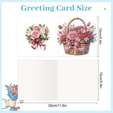 6pcs Diamond Painting Kit Greeting Card, Rose Bouquet 5D DIY Diamond Handmade Holiday Greeting Card with Envelope, Christmas Gift Congratulation
