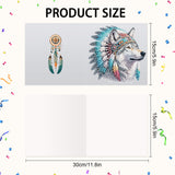 6pcs Diamond Art Painting Kit Greeting Card, Featured Feather Wolf Head 5D DIY Special Shape Diamond Greeting Card Creative Gifts, Christmas Thanksgiving Greeting Card Congratulation