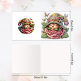 6pcs Diamond Painting Kit Greeting Card, Sleeping Gnome 5D DIY Diamond Handmade Holiday Greeting Card with Envelope, Christmas Gift Congratulation