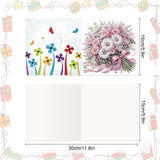 8 pcs Diamond Art Painted Greeting Card, Pretty Flower 5D DIY Special Shape Diamond Card Creative Gift, Christmas Thanksgiving Greeting Card Congratulation