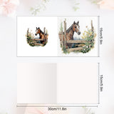 6pcs Diamond Painting Kit Greeting Card, Horse 5D DIY Diamond Handmade Holiday Greeting Card with Envelope, Christmas Gift Congratulation