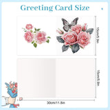 6pcs Diamond Painting Kit Greeting Card, Pink Rose 5D DIY Diamond Handmade Holiday Greeting Card with Envelope, Christmas Gift Congratulation
