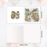 6pcs Diamond Painting Kit Greeting Card, Ideal House Bicycle 5D DIY Diamond Handmade Holiday Greeting Card with Envelope, Christmas Gift Congratulation