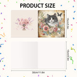 6pcs Diamond Art Painting Kit Greeting Card, Cat in the Flower 5D DIY Special Shape Diamond Greeting Card Creative Gifts, Christmas Thanksgiving Greeting Card Congratulation