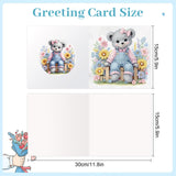 6pcs Diamond Painting Kit Greeting Card, Bow Bear 5D DIY Diamond Handmade Holiday Greeting Card with Envelope, Christmas Gift Congratulation