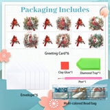 6pcs Diamond Painting Kit Greeting Card, Red Bird 5D DIY Diamond Handmade Holiday Greeting Card with Envelope, Christmas Gift Congratulation