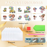 6pcs Diamond Painting Kit Greeting Card, Mushroom Genie 5D DIY Diamond Handmade Holiday Greeting Card with Envelope, Christmas Gift Congratulation