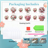 6pcs Diamond Painting Kit Greeting Card, Rose Bouquet 5D DIY Diamond Handmade Holiday Greeting Card with Envelope, Christmas Gift Congratulation