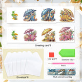 6pcs Diamond Painting Kit Greeting Card, Summer Cool 5D DIY Diamond Handmade Holiday Greeting Card with Envelope, Christmas Gift Congratulation