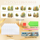 6pcs Diamond Painting Kit Greeting Card, Trees 5D DIY Diamond Handmade Holiday Greeting Card with Envelope, Christmas Gift Congratulations