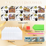 6pcs Diamond Painting Kit Greeting Card, Halloween Happy Pumpkin 5D DIY Diamond Handmade Holiday Greeting Card with Envelope, Christmas Gift Congratulation