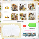 6pcs Diamond Painting Kit Greeting Card, Cat Sunflower 5D DIY Diamond Handmade Holiday Greeting Card with Envelope, Christmas Gift Congratulation