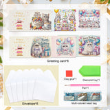 6 Pieces Diamond Art Painted Greeting Cards, Flower Basket Gift Butterfly 5D DIY Special Shape Diamond Card Creative Gifts, Christmas Thanksgiving Greeting Card Congratulation