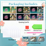 6pcs Diamond Painting Kit Greeting Card, Birthday Cake 5D DIY Diamond Handmade Holiday Greeting Card with Envelope, Christmas Gift Congratulation