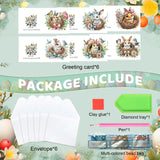 6pcs Diamond Art Painting Kit Greeting Card, Birdie Bunny 5D DIY Diamond Handmade Holiday Greeting Card with Envelope, Christmas Gift Congratulation