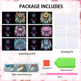 6pcs Diamond Art Painting Kit Greeting Card, Wolf Sunflower Roses Dreamcatcher 5D DIY Special Shape Diamond Greeting Card Creative Gifts, Christmas Thanksgiving Greeting Card Congratulation