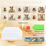 6pcs Diamond Painting Kit Greeting Card, Puppy 5D DIY Diamond Handmade Holiday Greeting Card with Envelope, Christmas Gift Congratulation