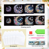 6 pcs Diamond Art Painted Greeting Card, Moon Moon 5D DIY Special Shape Diamond Card Creative Gift, Christmas Thanksgiving Greeting Card Congratulation