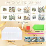 6pcs Diamond Painting Kit Greeting Card, Ideal House Bicycle 5D DIY Diamond Handmade Holiday Greeting Card with Envelope, Christmas Gift Congratulation