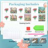 6pcs Diamond Painting Kit Greeting Card, Tulip Butterfly 5D DIY Diamond Handmade Holiday Greeting Card with Envelope, Christmas Gift Congratulation