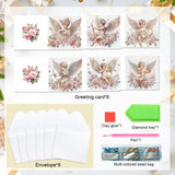 6pcs Diamond Art Painting Kit Greeting Card, Pale Pink Angel 5D DIY Special Shape Diamond Greeting Card Creative Gift, Christmas Thanksgiving Greeting Card Congratulation