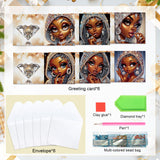 6pcs Diamond Art Painting Kit Greeting Card, Big Eyes Red Lips Ladies 5D DIY Special Shape Diamond Greeting Card Creative Gifts, Christmas Thanksgiving Greeting Card Congratulation