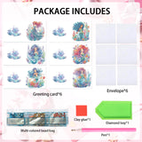 6pcs Diamond Painting Kit Greeting Card, Mermaid 5D DIY Diamond Handmade Holiday Greeting Card with Envelope, Christmas Gift Congratulation
