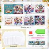 6 Pieces Diamond Art Painted Greeting Cards, Horse Puppy Balloon 5D DIY Special Shape Diamond Card Creative Gifts, Christmas Thanksgiving Greeting Card Congratulation