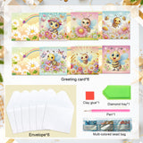 6pcs Diamond Art Painting Kit Greeting Card, Bee in the Sea of Flowers 5D DIY Special Shape Diamond Greeting Card Creative Gifts, Christmas Thanksgiving Greeting Card Congratulation