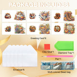 6pcs Diamond Painting Kit Greeting Card, Pumpkin 5D DIY Diamond Handmade Holiday Greeting Card with Envelope, Christmas Gift Congratulation
