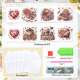 6 pcs Diamond Art Painted Greeting Card, Candle Fawn 5D DIY Special Shape Diamond Card Creative Gift, Christmas Thanksgiving Greeting Card Congratulation